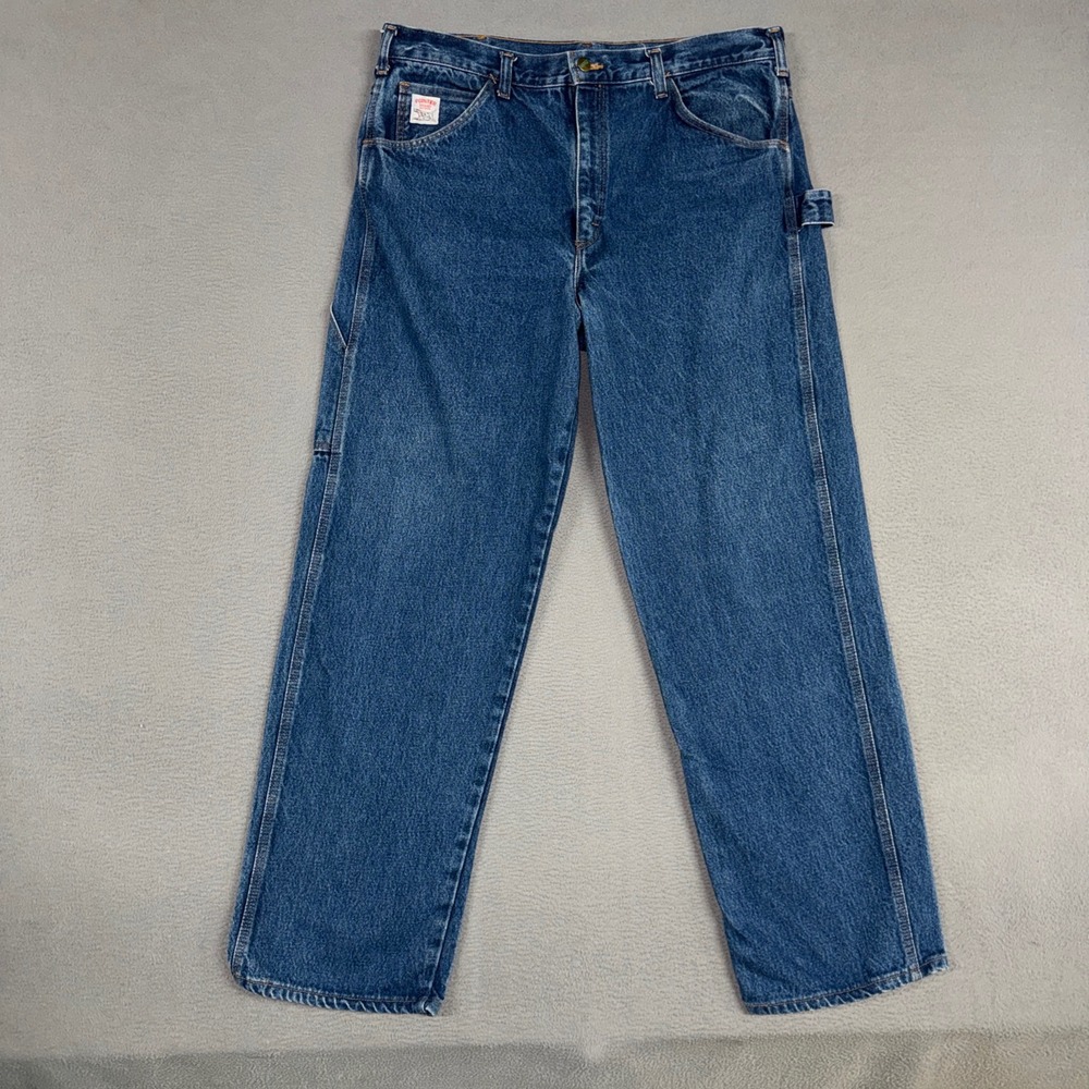 Pointer Brand Carpenter Jeans Mens 38x32 Blue Denim Workwear Made in USA Vintage